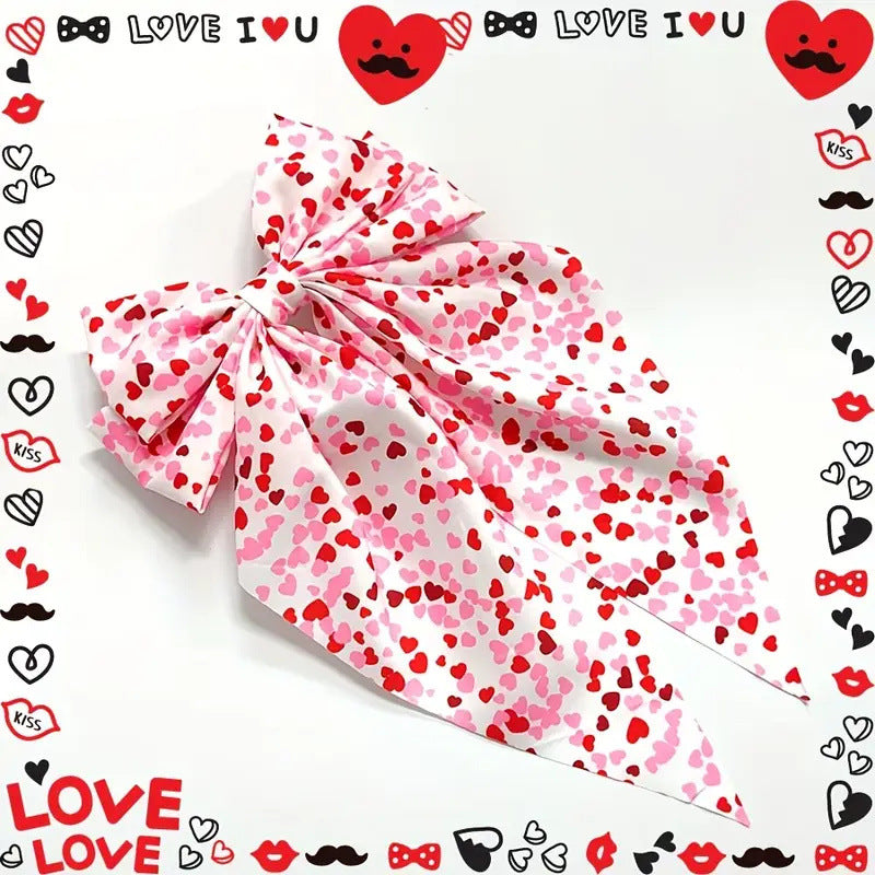 Wholesale Valentine's Day Bow Ribbon Spring Clip Heart-shaped Red Lip Print Back of The Head Hairpin